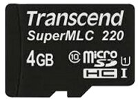 Промышленная карта памяти micro SDHC, 4 Гб U1 SuperMLC, темп. режим от -40С до +85С, Transcend TS4GUSD220I