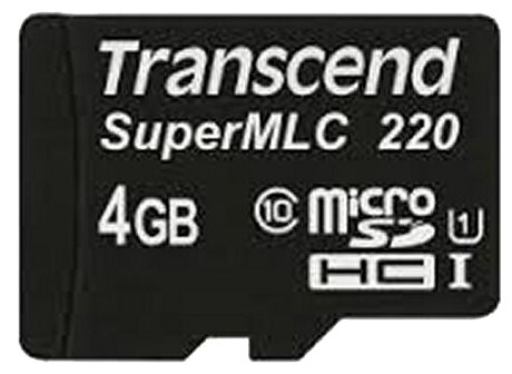 Промышленная карта памяти micro SDHC, 4 Гб U1 SuperMLC, темп. режим от -40С до +85С, Transcend TS4GUSD220I 